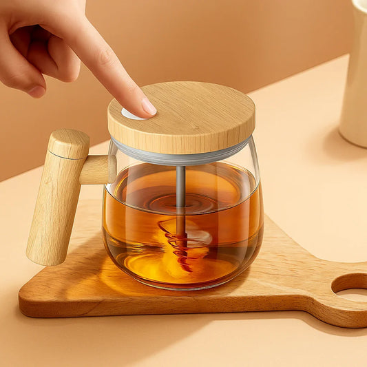 Self Stirring Glass Mug